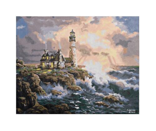 Lighthouse on a Stormy Night - Acrylic, 20x15 ½ “