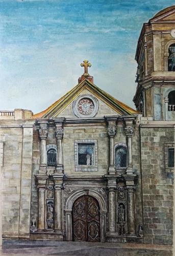 San-Agustin-Church-Intramuros-Watercolor-12×16